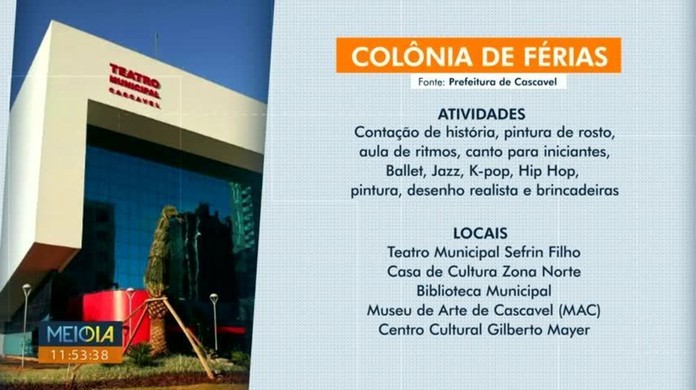 G1 - Colônia de Férias no centro esportivo Ciro Nardi de Cascavel começa  dia 19 - notícias em Férias verão 2015
