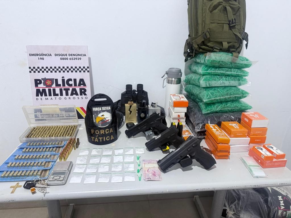 Dupla é presa suspeita de tráfico de drogas e roubo a mando de facção criminosa em Tangará da Serra (MT) 