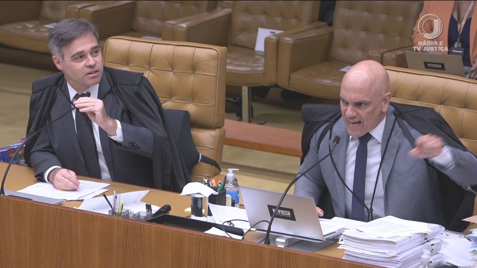 Ministros discutem durante julgamento do 8 de janeiro — Foto: Reprodução