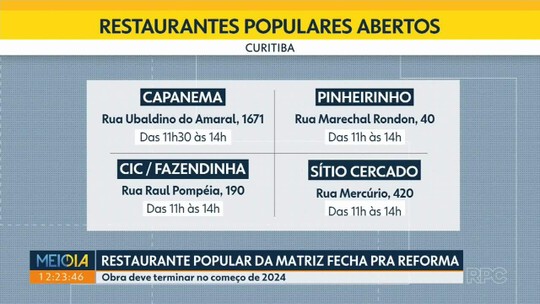 Restaurante popular da Matriz fecha para reforma - Programa: Meio Dia Paraná - Curitiba 