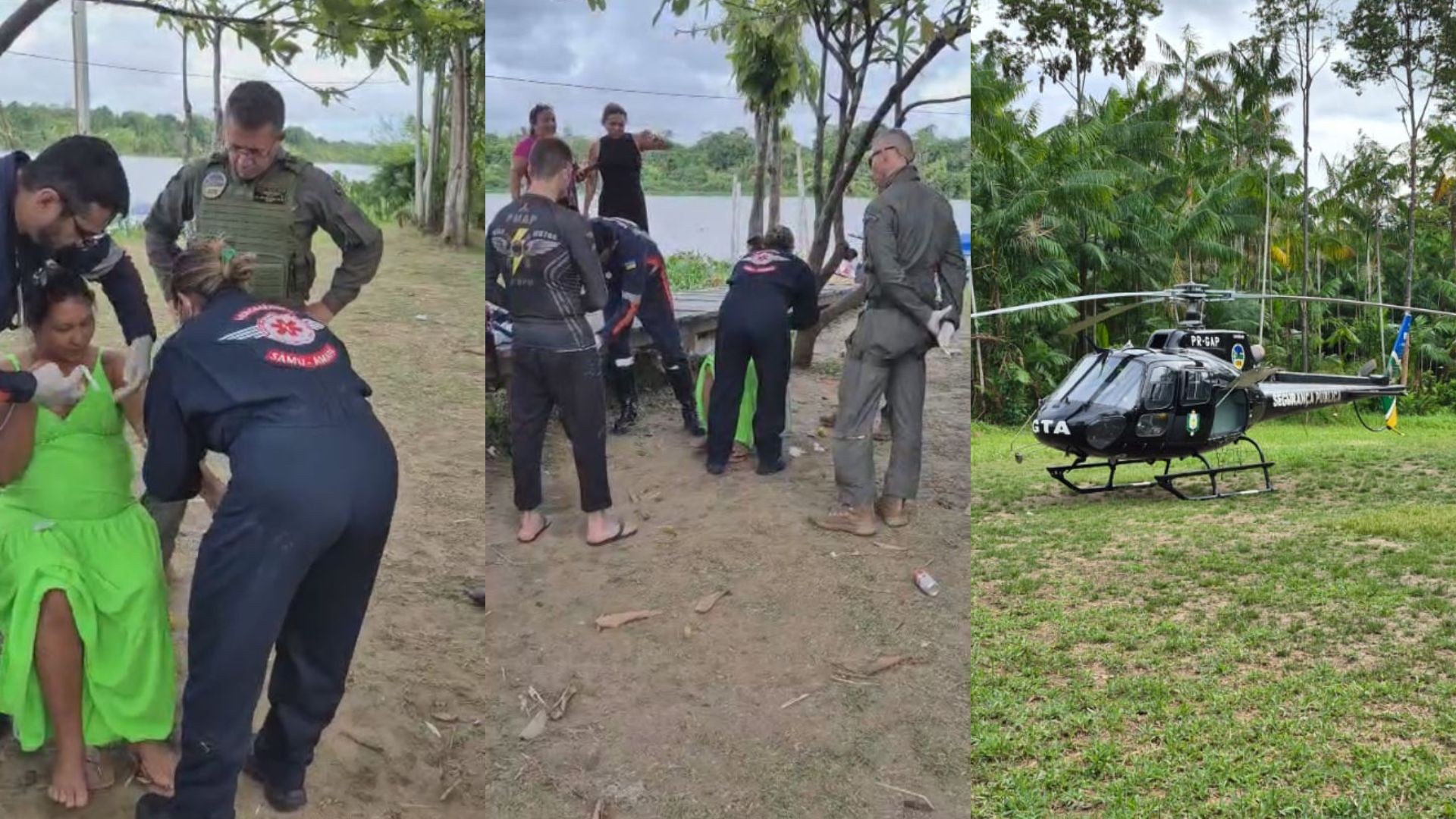 Grávida de 7 meses é resgatada de helicóptero após queda em comunidade rural de Macapá