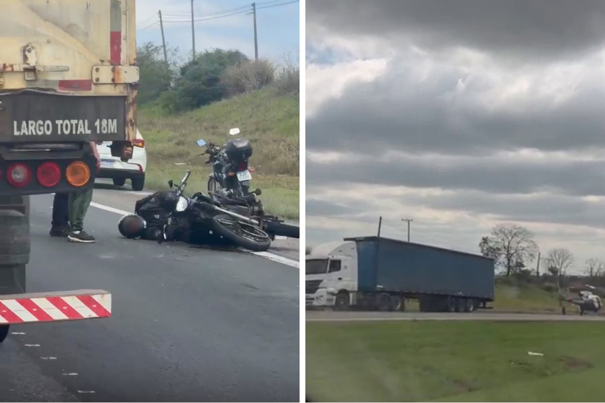 Motociclista tem traumas no crânio e no rosto após batida com caminhão na SP-340, em Jaguariúna