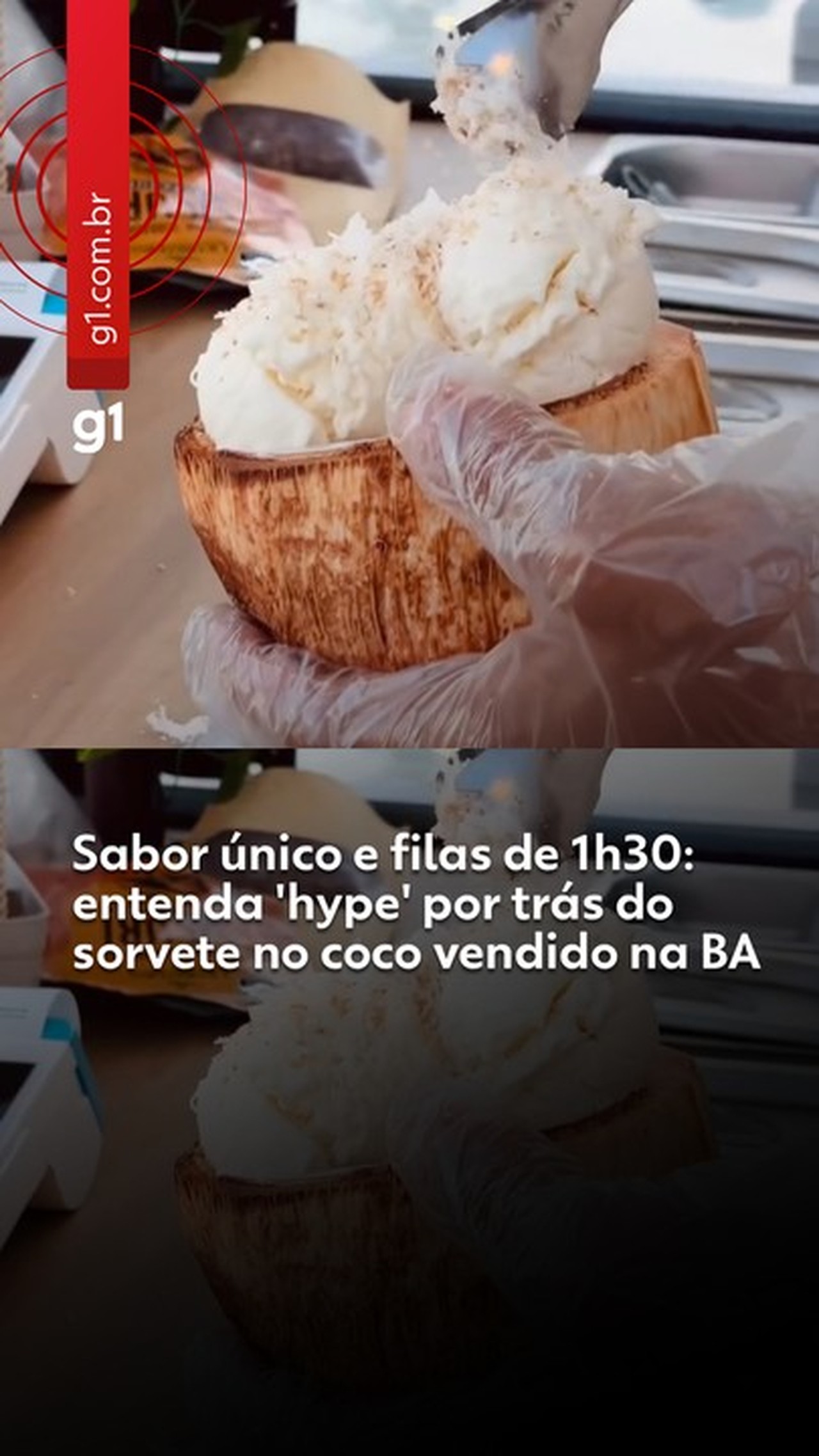 Um único sabor e filas de 1h30: entenda 'hype' por trás do sorvete no coco vendido em Salvador