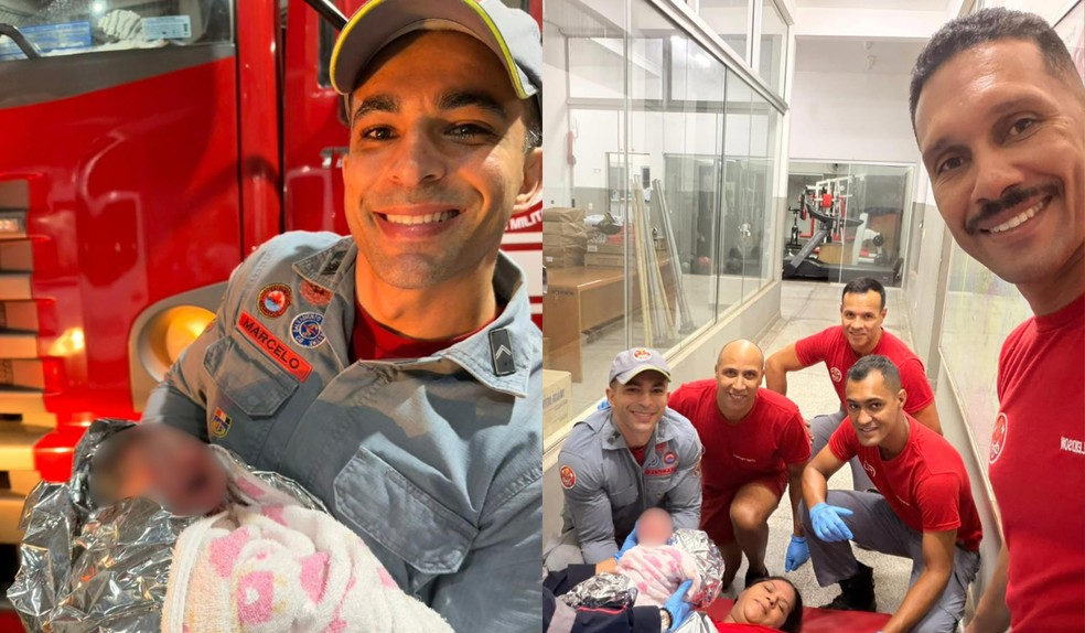 Motorista grita por socorro na frente de quartel e bombeiros realizam parto de bebê em pátio em Presidente Prudente — Foto: Corpo de Bombeiros/Divulgação