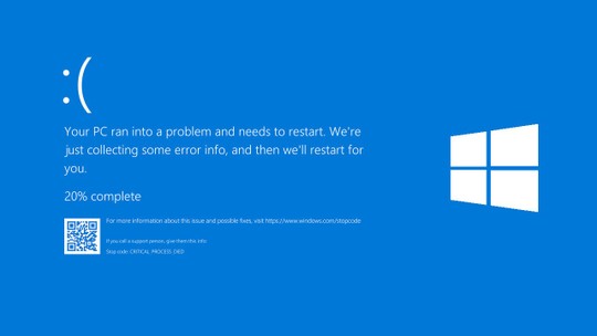 Windows decreta fim da temida 'tela azul'; veja como será nova versão - Microsoft está atualizando a tela de erro para facilitar a recuperação do sistema e simplificar o alerta ao usuário.
