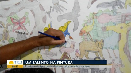 Estudante da Apae em Araguaína chama atenção pelo talento nos desenhos