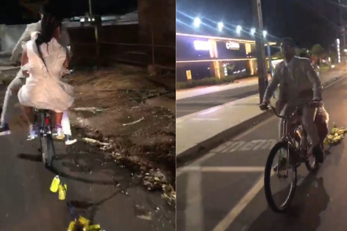 Felizes no simples: recém-casados no Paraná vão embora de cerimônia em bicicleta para relembrar início do relacionamento; VEJA VÍDEO