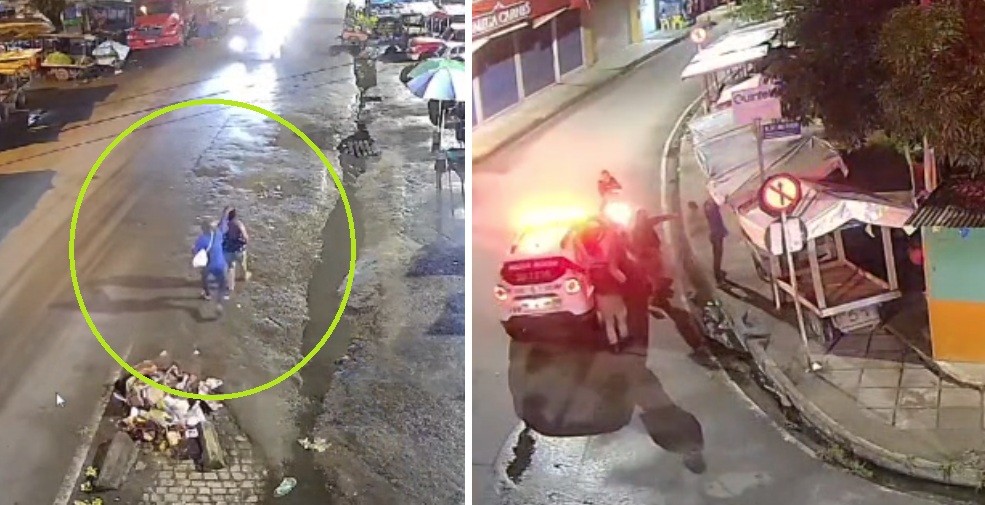 VÍDEO: homem é flagrado por central de monitoramento agredindo esposa em rua de Maceió