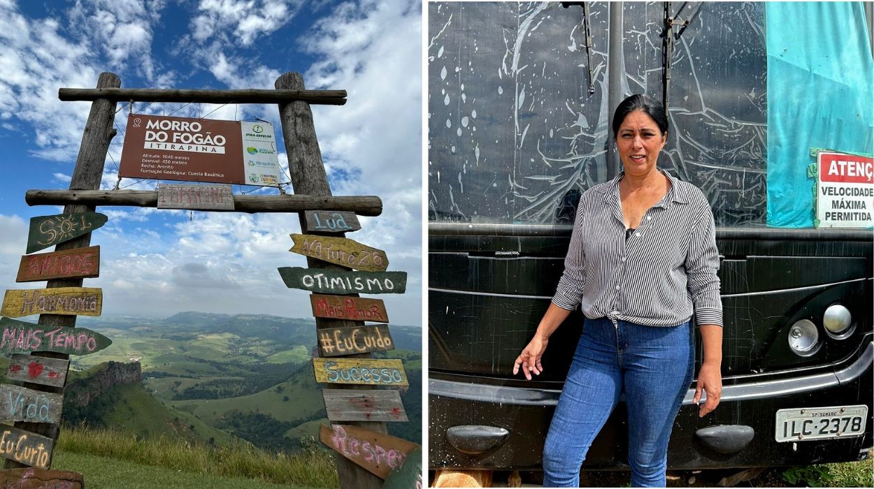 VÍDEO: como comerciante mora e trabalha dentro de ônibus no topo de montanha no interior de SP