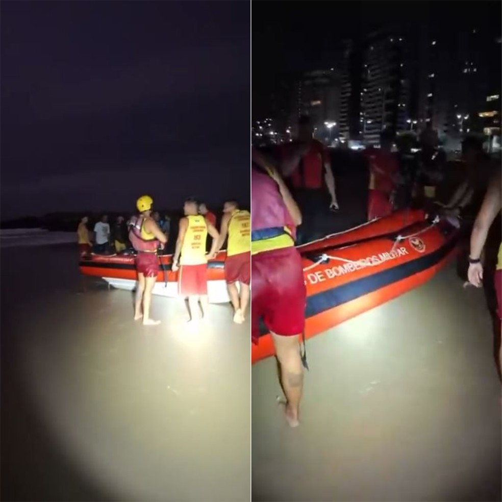 Embarcação virou a 1km da costa de Natal. Resgate aconteceu na Praia de Miami — Foto: Divulgação