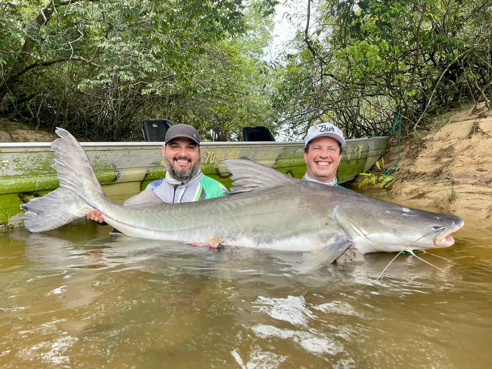 Pescador de Bauru (SP), capturou o peixe piraíba na região norte e centro-oeste do país — Foto: Fernando Fabian/Arquivo Pessoal