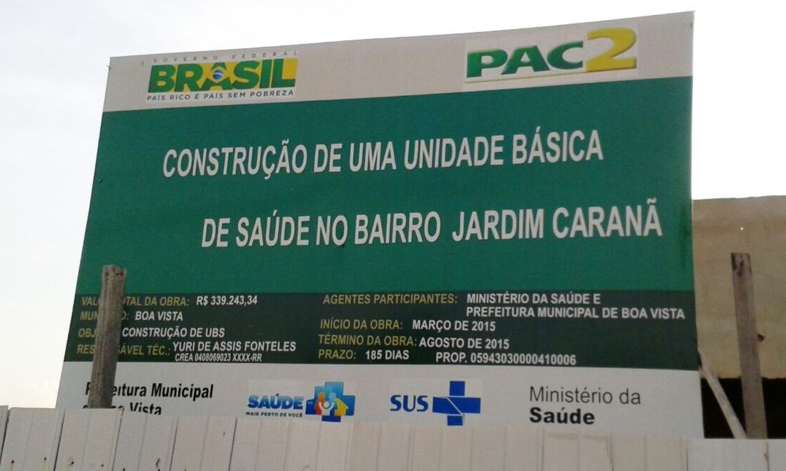 Obras paradas de postos de saúde em Boa Vista geram queixa de internauta