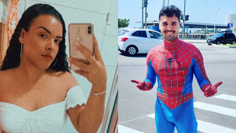 Wender Rodrigues, de 30 anos, se vestia de homem-aranha para vender doces e matou a facadas a jovem Carla Gobbi Fabrete, de 25 anos, dentro de loja em Vila Velha, Espírito Santo — Foto: Reprodução/Redes sociais