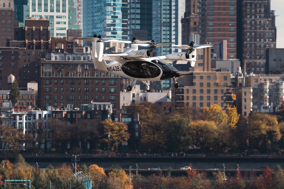 eVTOL da Joby Aviation foi a primeira a fazer voo de teste em Nova York — Foto: Divulgação/Joby Aviation