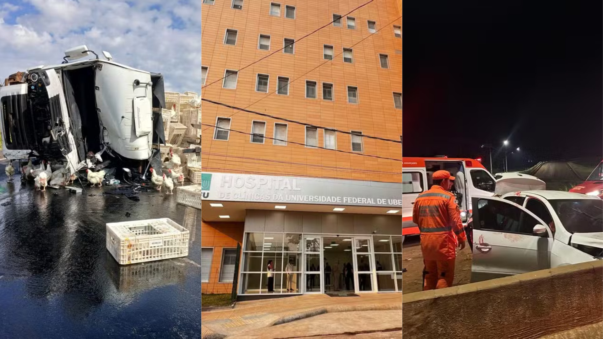 Você viu? Caminhão com galinhas vivas bate em carreta tombada, pai encontra filho afogado na piscina e jovem esfaqueado morre em acidente a caminho do hospital