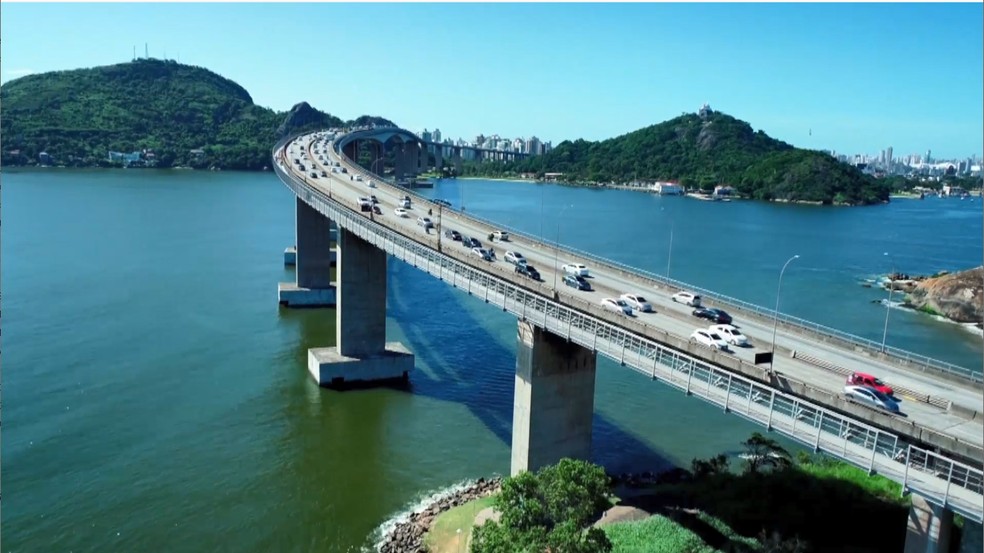 Terceira Ponte vai passar a ter tr&ecirc;s faixas  &mdash; Foto: Reprodu&ccedil;&atilde;o/TV Gazeta