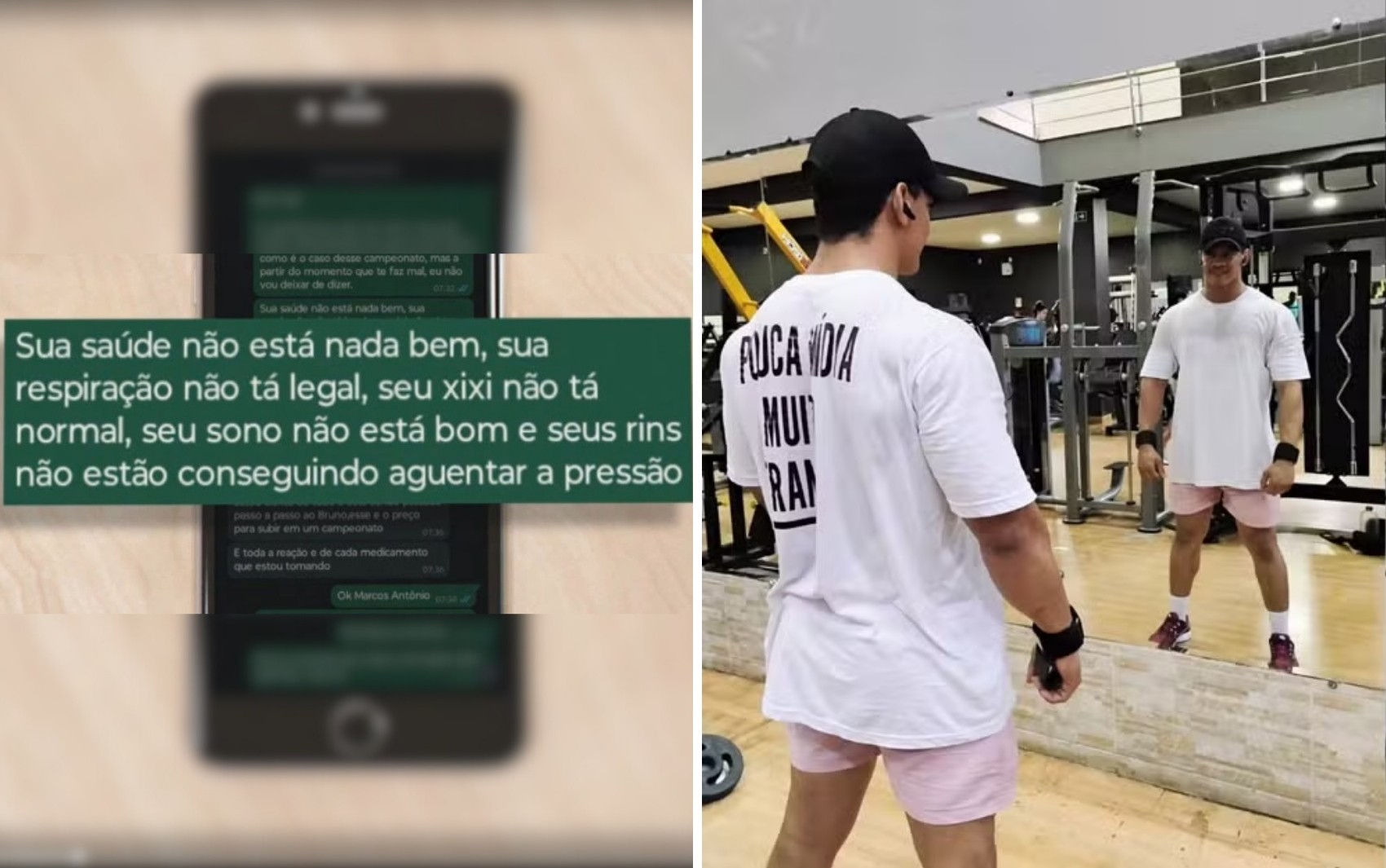 Mulher de fisiculturista que morreu após tomar anabolizante e passar mal pediu ao marido que se cuidasse: ‘Sua saúde não está bem’; veja print