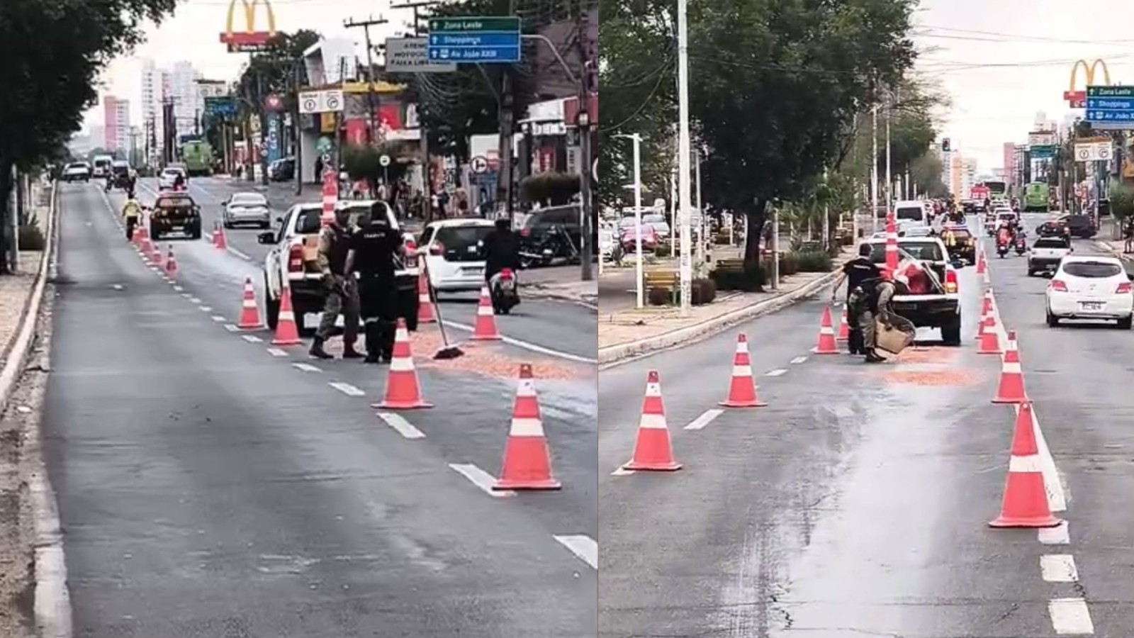 Trecho da Avenida Frei Serafim é interditado após óleo derramado na pista em Teresina