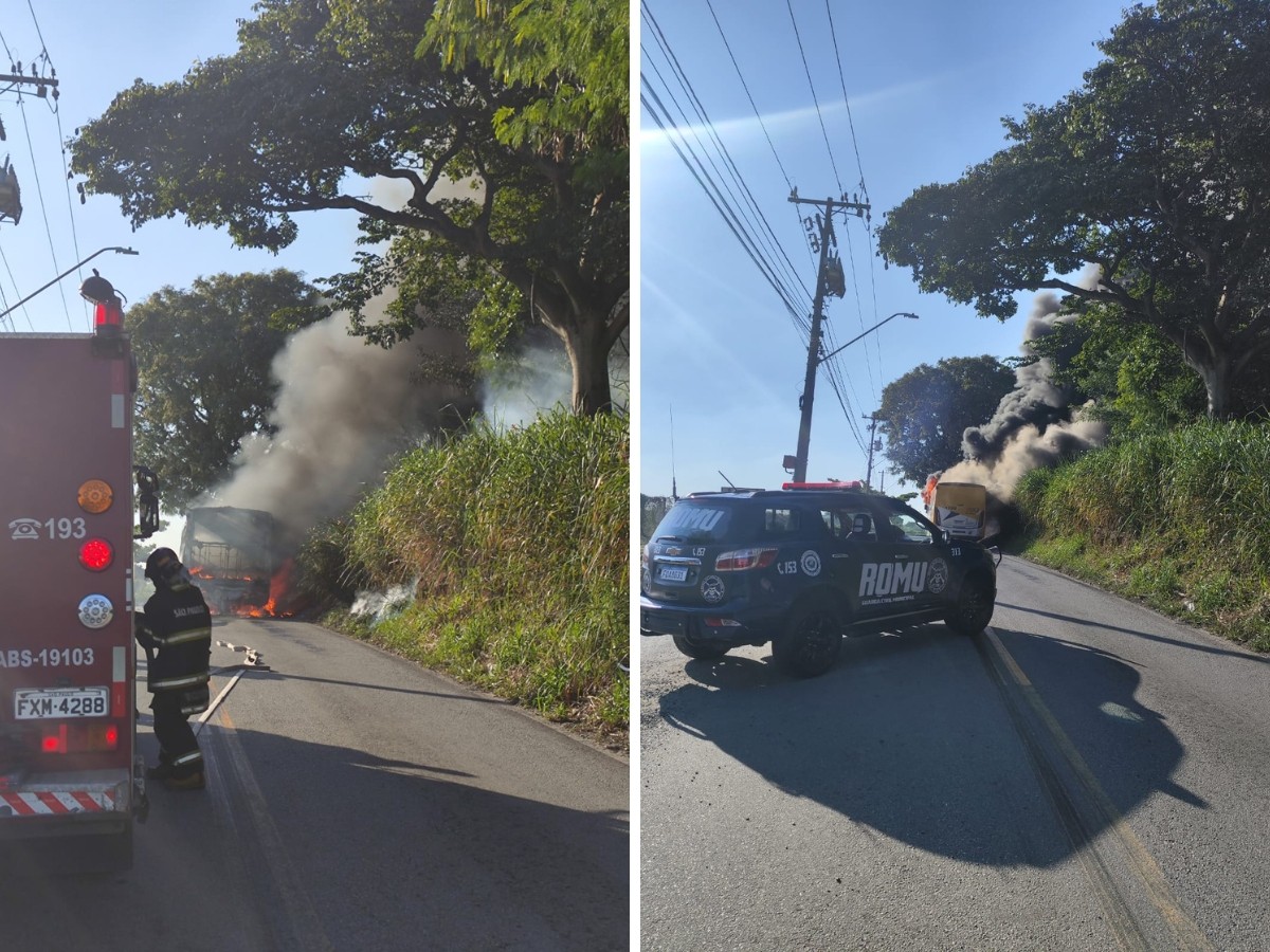 Ônibus do transporte público pega fogo em Valinhos 