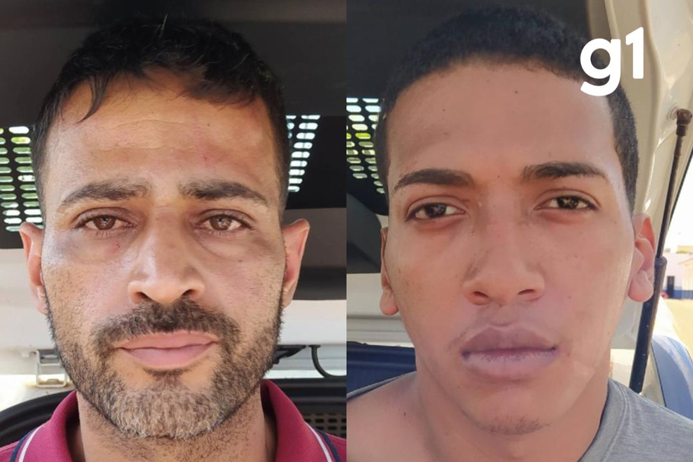 Robson Ferreira de Souza, de 35 anos, e Alexandre José Morais da Silva, de 21 anos, foram presos suspeitos de torturar, roubar e manter um casal refém — Foto: Polícia Militar