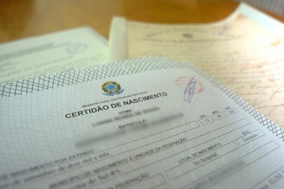 Certidão de nascimento — Foto: Divulgação/Anoreg-PR