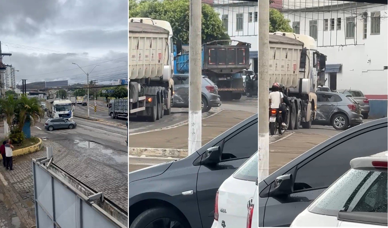 VÍDEO: carro é arrastado por carreta por 50 metros com idoso ao volante e sai ileso em Itaperuna