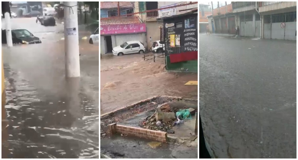 Chuva causa pontos de alagamento no Jardim Santa Margarida, Piraporinha e Jardim São Bento — Foto: Arquivo Pessoal