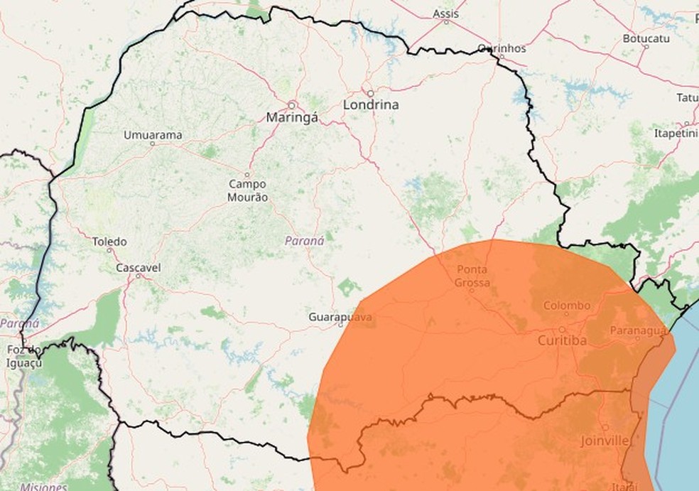 Alerta de tempestade do Inmet — Foto: Reprodução/Inmet