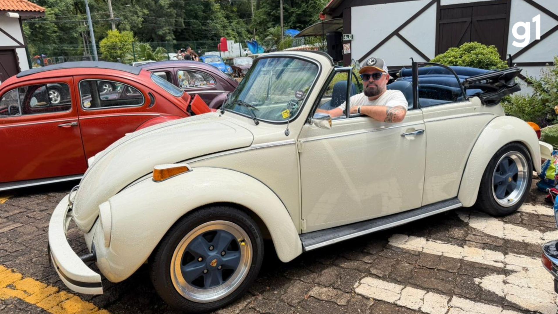 Fusca conversível raro roda 1,6 mil km até o RS e vira atração em encontro de carros clássicos