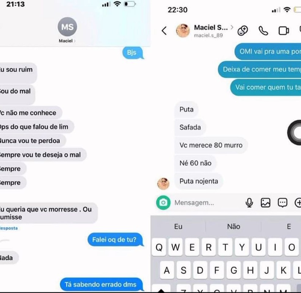 Print de conversa entre Maciel Souza e Válbya Carla. — Foto: Arquivo pessoal