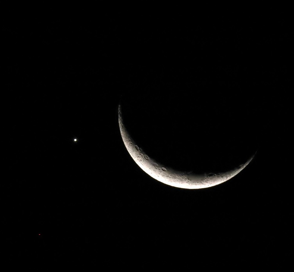 Alinhamento de V&ecirc;nus e a Lua em Rond&ocirc;nia &mdash; Foto: Clube de Astronomia de Rond&ocirc;nia