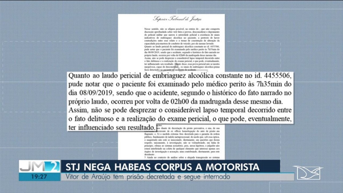 STJ nega pedido de habeas corpus para motorista que matou cinco pessoas no Jaracaty Maranhão G1