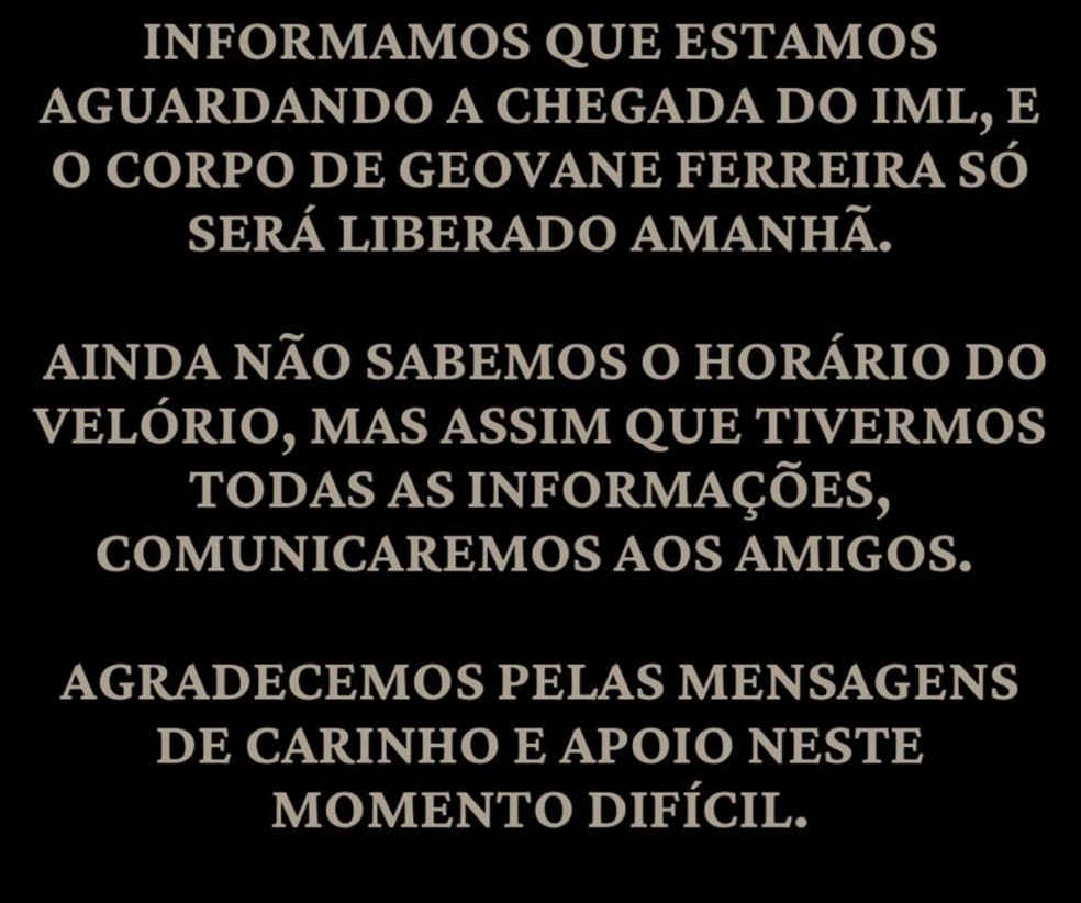 Nota da jogadora de futebol feminino Geyse Ferreira sobre acidente fatal com irmão no litoral norte de AL — Foto: Reprodução/Instagram