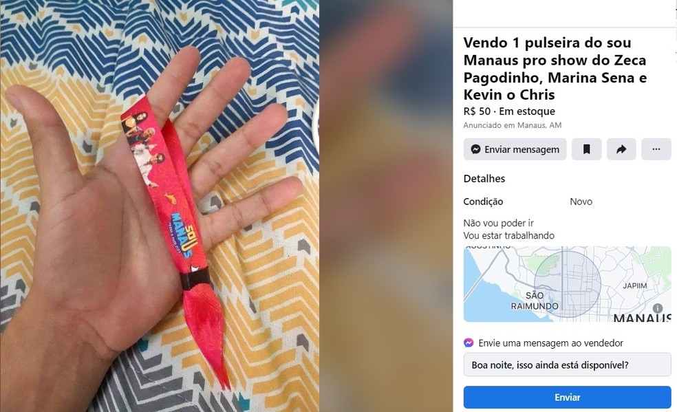 Pulseiras do "Sou Manais 2023" são comercializadas na internet. — Foto: Reprodução