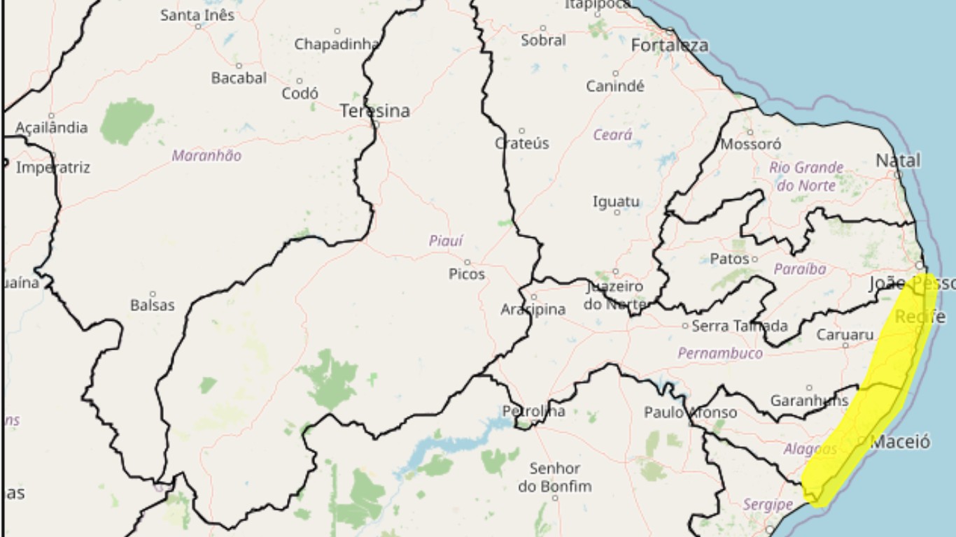 Inmet emite alerta amarelo de chuvas intensas para cidades do interior de PE; veja lista