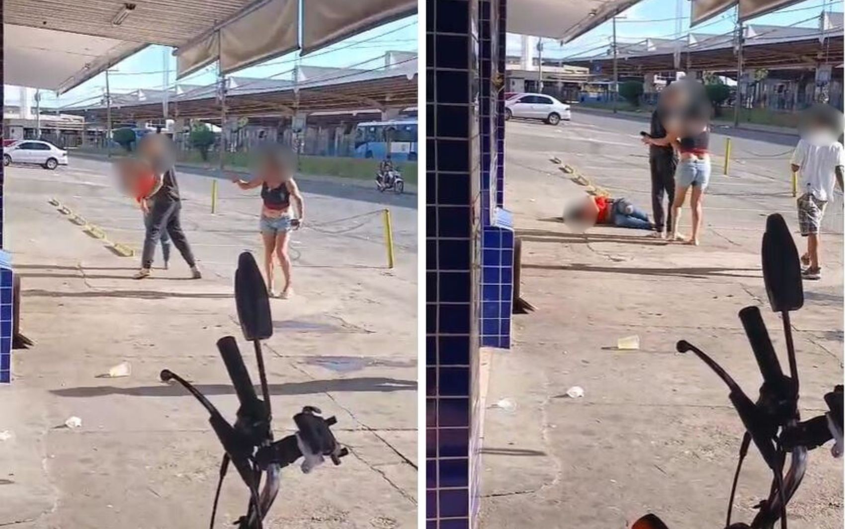 Mulher desmaia após ser agredida na calçada