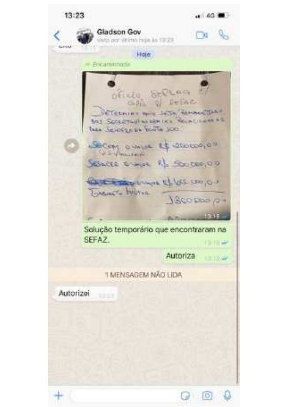 Outro print mostra governador em conversa com um dos sócios da empresa Murano — Foto: Reprodução