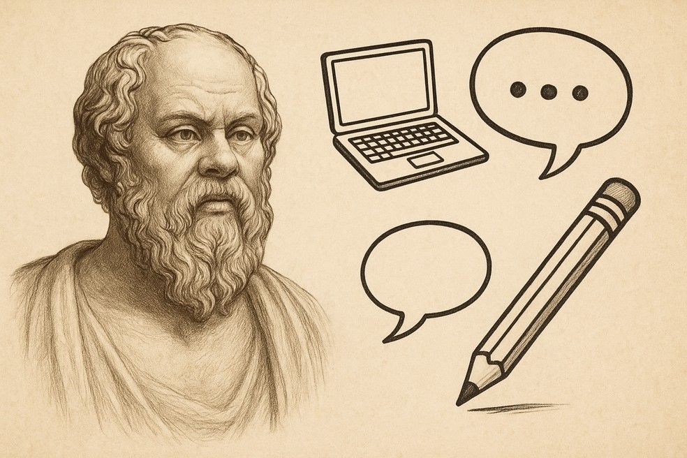 ChatGPT disponibiliza método socrático de estudos — Foto: Montagem de IA/ChatGPT