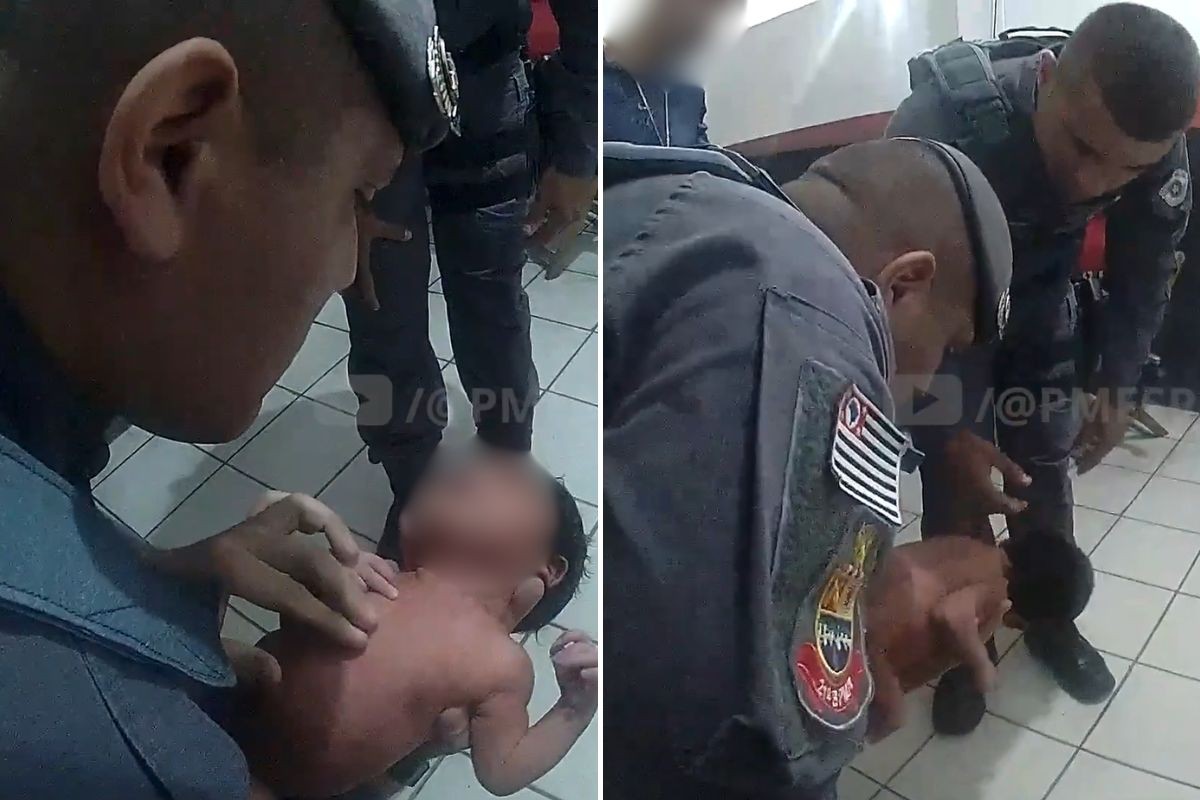 PM salva bebê de um mês engasgado com água no litoral de SP; VÍDEO