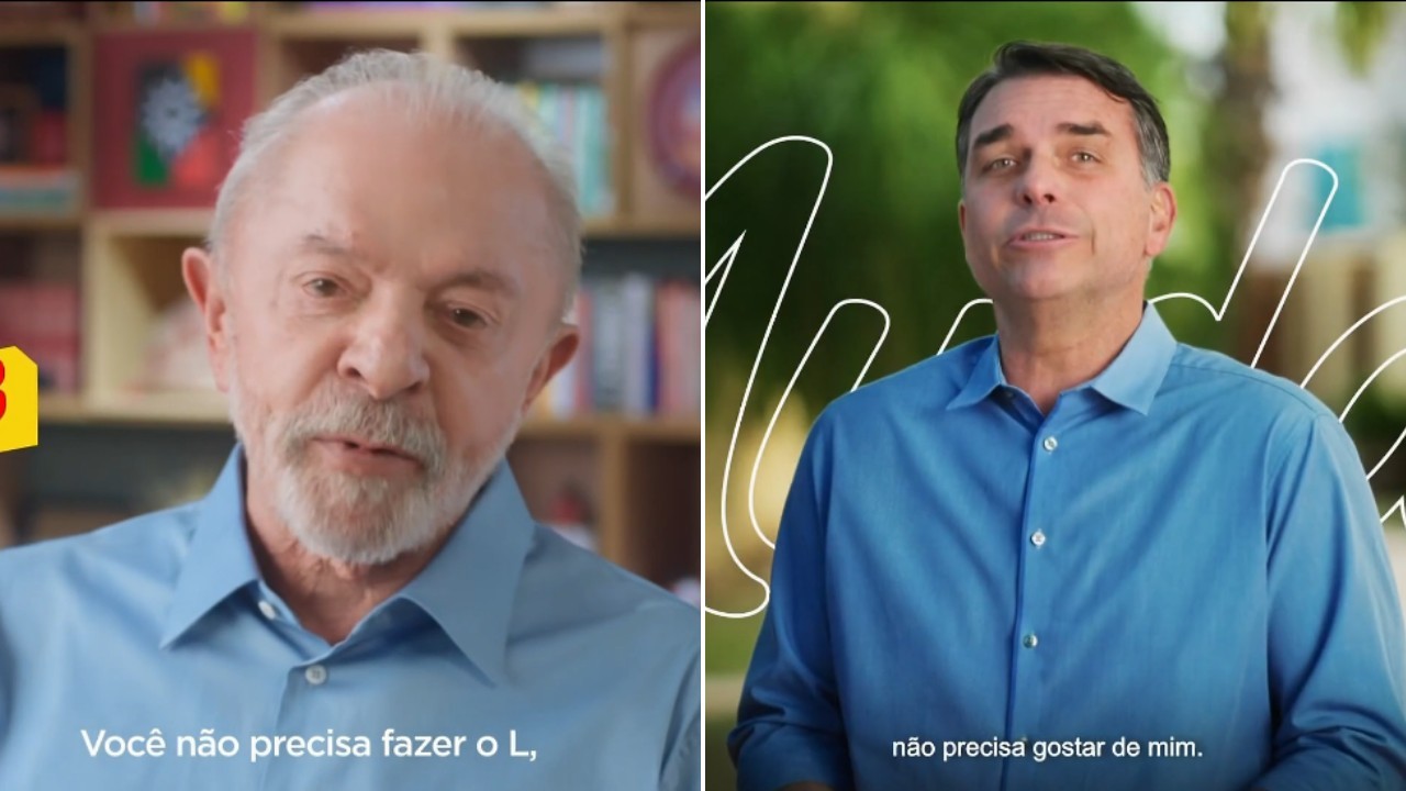 'Não precisa fazer o L', 'não precisa gostar de mim': Lula e Flávio Bolsonaro buscam votos além de suas bases