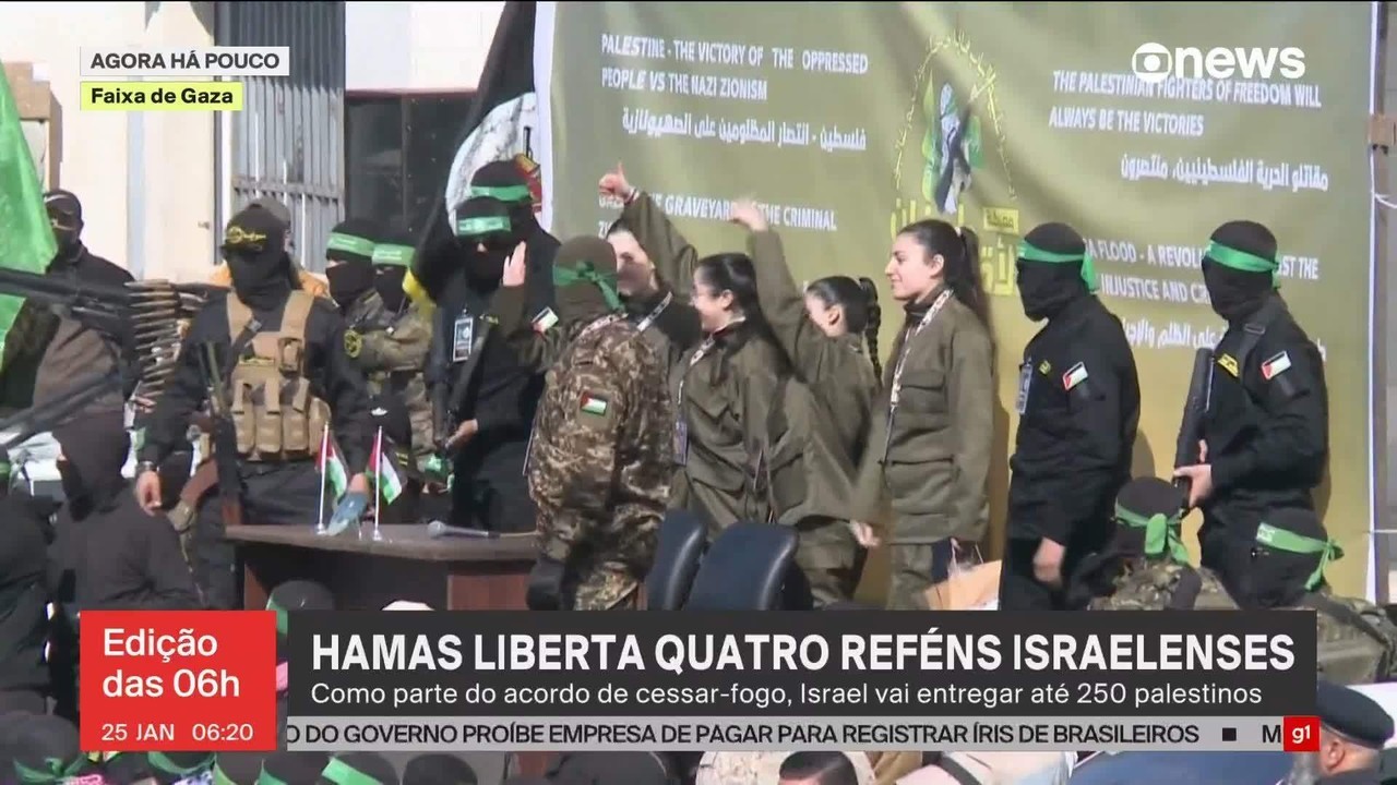Hamas liberta mais 4 reféns israelenses em acordo de cessar-fogo na Faixa de Gaza
