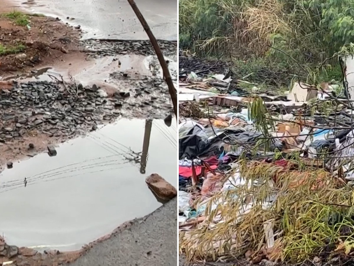 VÍDEO: buracos e lixo obrigam motoristas a invadir contramão em avenida no interior de SP