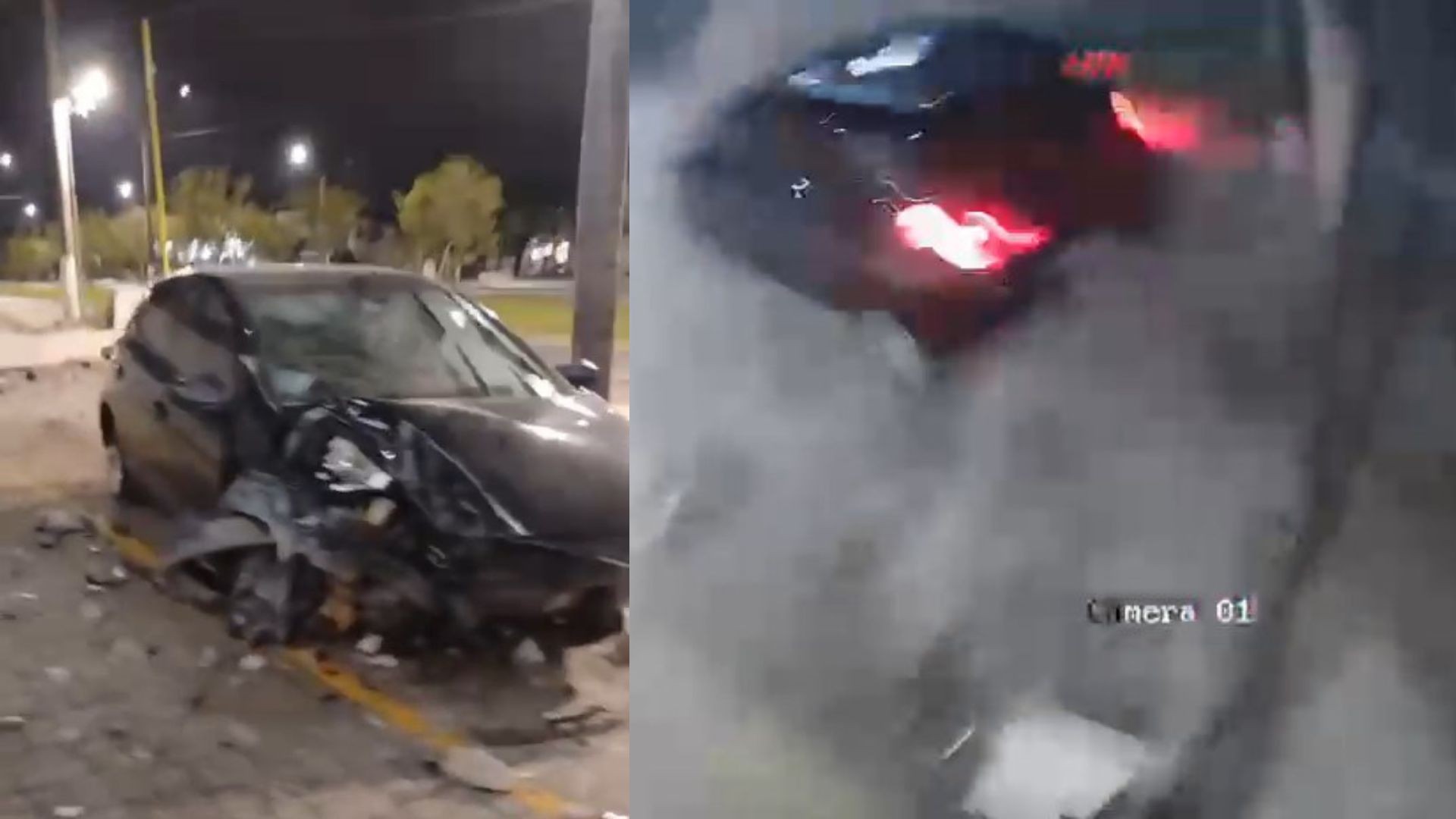 Vídeo mostra momento em que carro sai da pista, bate e destrói muro na BR-101 em Linhares