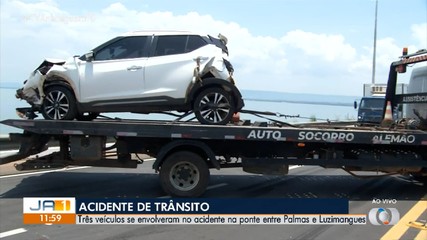 Acidente envolve três veículos na ponte entre Palmas e Luzimangues