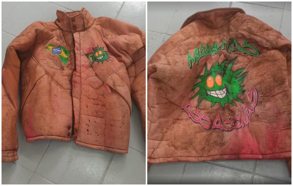 Mamonas Assassinas: veja imagens exclusivas da jaqueta encontrada intacta sobre caixão de Dinho durante exumação em SP — Foto: Arquivo Pessoal