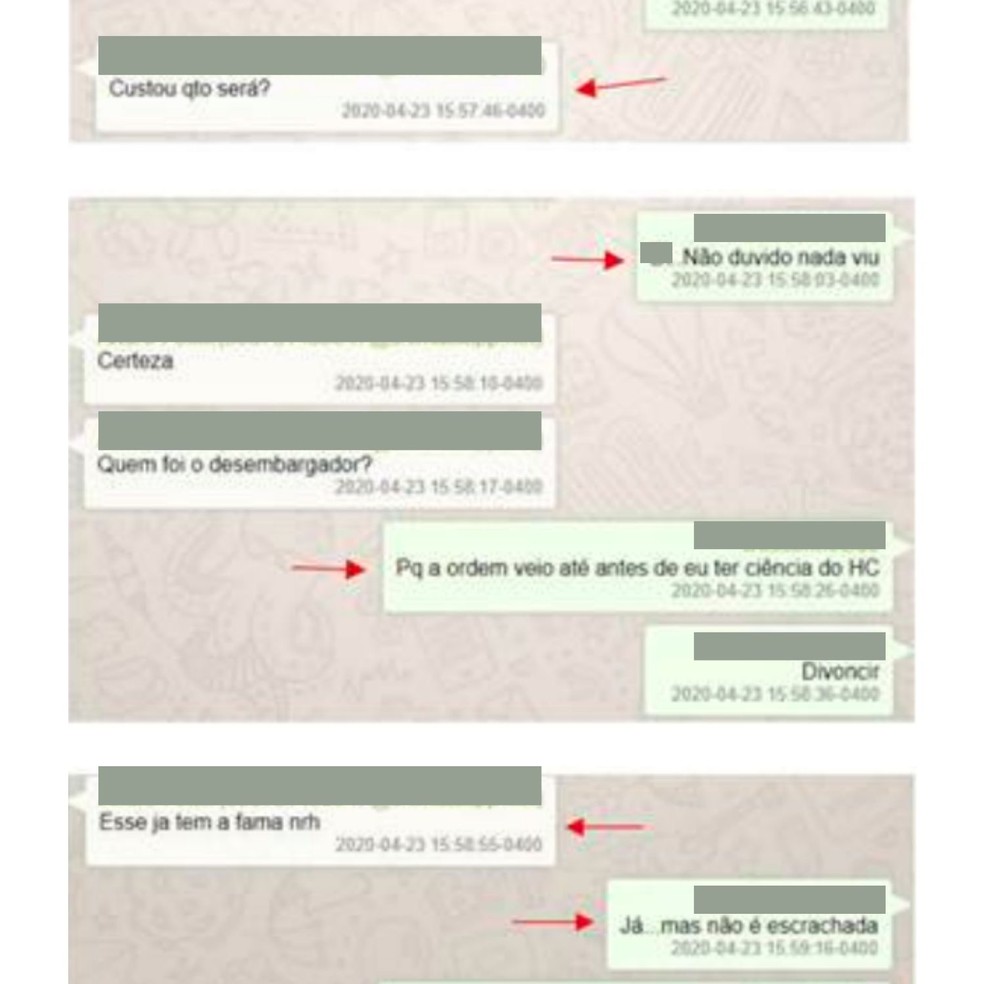 Troca de mensagens falam sobre conduta de magistrado. â Foto: ReproduÃ§Ã£o