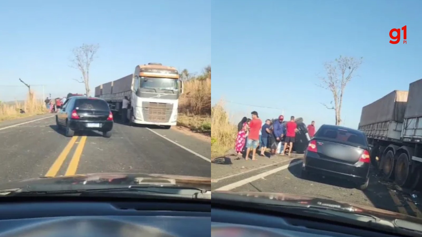 Acidente grave entre carreta e carro deixa uma mulher morta e outros três feridos na BR-316