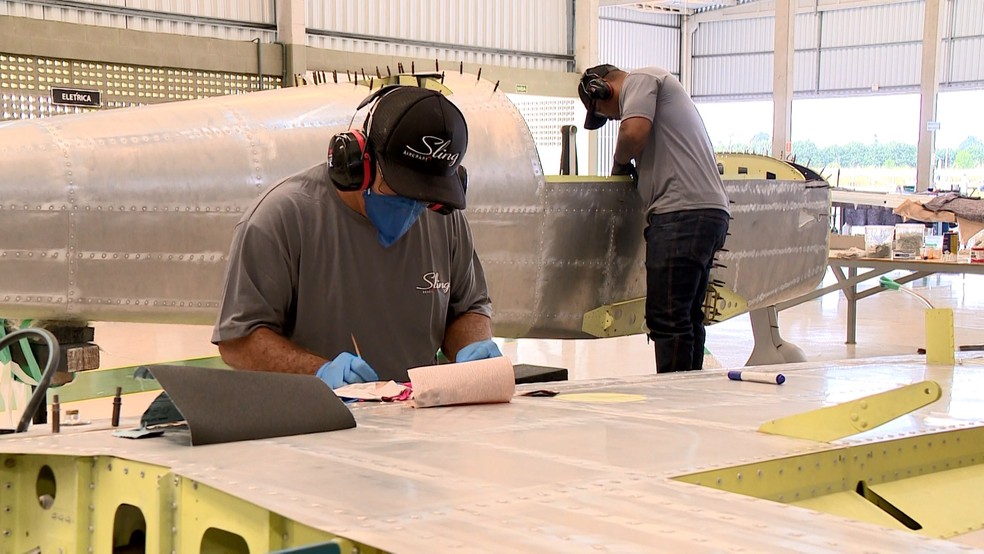 Fábrica de aviões leves em Jaguaré, no Espírito Santo — Foto: Reprodução/ TV Gazeta