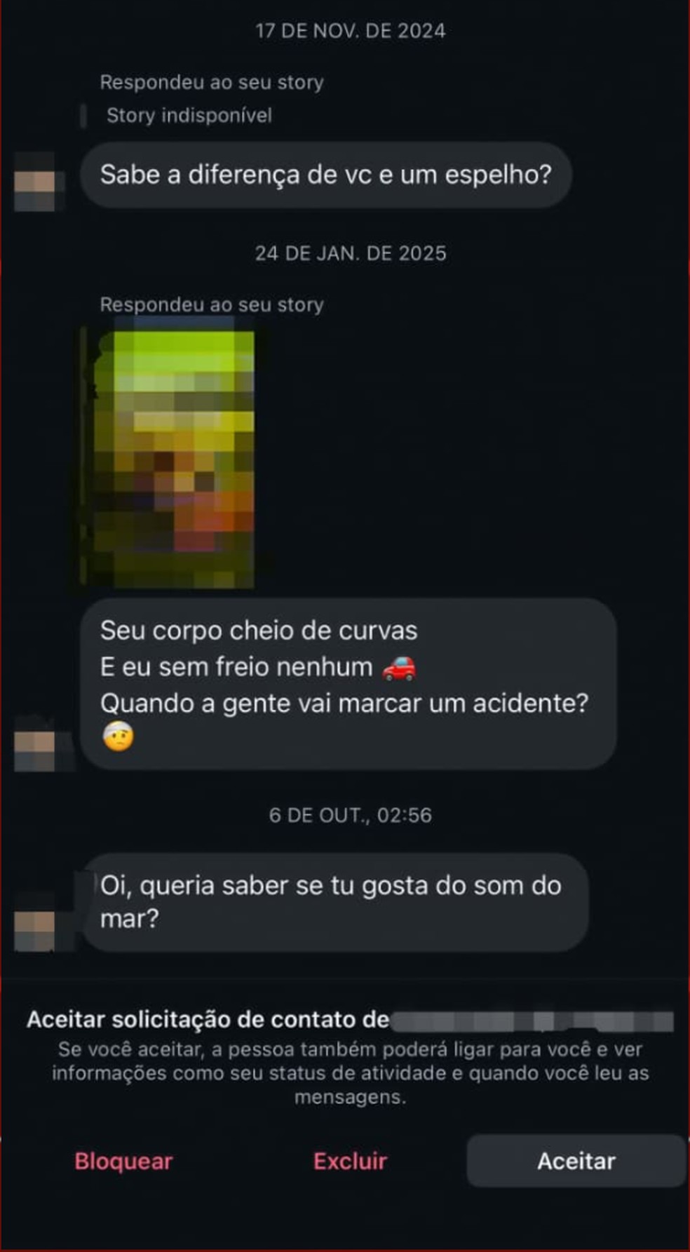 Homem mandava mensagens para a vítima desde 2023, segundo a polícia — Foto: Reprodução