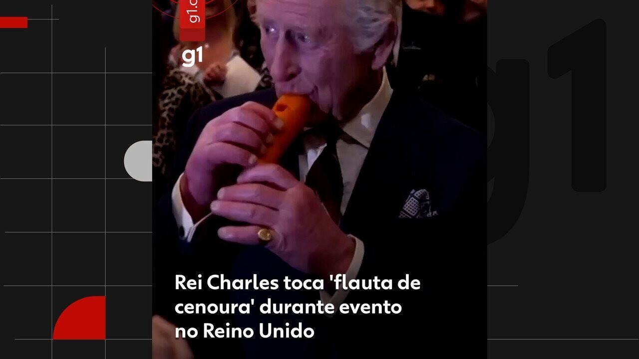 Rei Charles toca 'flauta de cenoura' em evento com a Orquestra Vegetal de Londres; VÍDEO